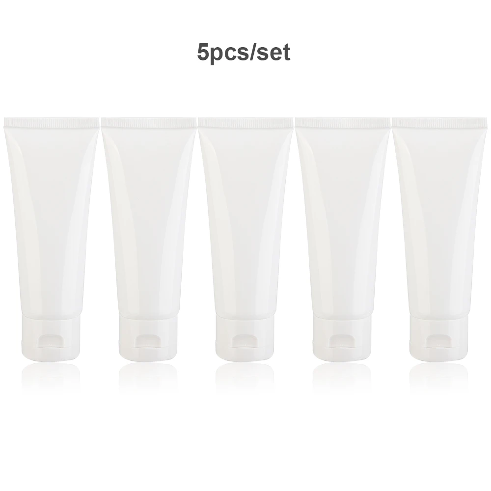 80ml 5pcs 5 шт./компл. пустой Мягкий Тюбик для косметики лосьон крем-шампунь макияж Сожмите бутылка для многоразового использования дорожный контейнер для косметики 30/50/80/100 мл - Цвет: 80ml 5pcs