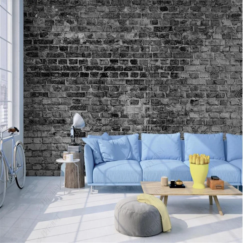 

Milofi custom 3D wallpaper mural gray brick wall background wall living room bedroom decoration mural