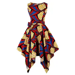 Женское асимметричное платье Дашики в африканском стиле, элегантное платье с поясом 4XL, большие размеры, женское индийское платье в