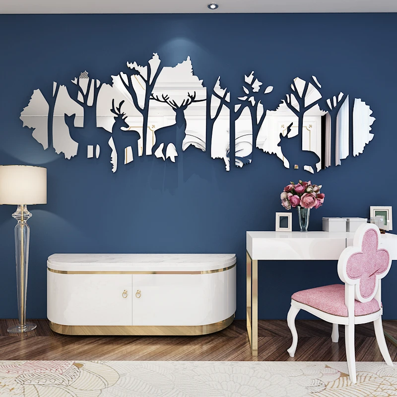 Details about   Forest Deer Acrylic Mirror Wall Stickers Forest Deer   Wall Decals Home Decor