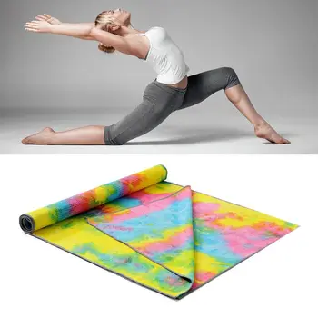 

Tie-Dye Yoga Towel Sweat Absorbent Non-Slip Fitness Mat Blanket with Carry Bag G99D