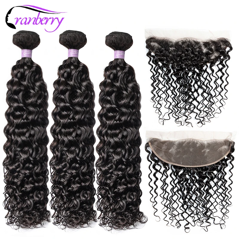 

Cranberry Hair Brazilian Hair Bundles With Closure Water Wave Bundles With Frontal 100% Remy Hair Bundles Free Shipping