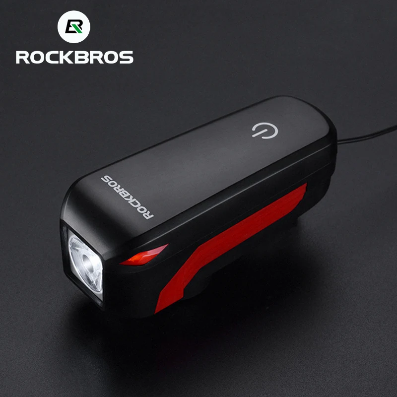 ROCKBROS Rechargeable2 в 1 свет велосипед колокол Рог 350 Люмен USB MTB велосипед передний свет электрический звонок фонарик Водонепроницаемый