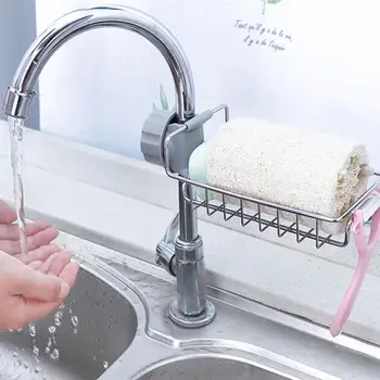 

Stainless Steel Hanging Storage Rack Holder Faucet Dry Dishcloth Organizer Towel Clip Kitchen Bathroom Clip Shelf Drain D4Y6