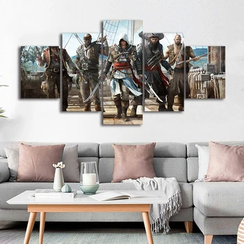 

Canvas Paintings Modular Home Decor 5 Pieces The Assassin's Creed Poster Game Pictures Living Room Wall Art Decoration