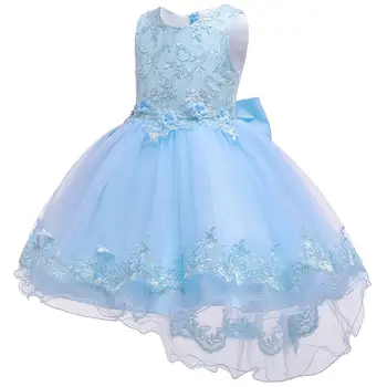 

girl baby clothing girls dress summer girls princess champagne lace long tail wedding kids dresses for girls free shipping