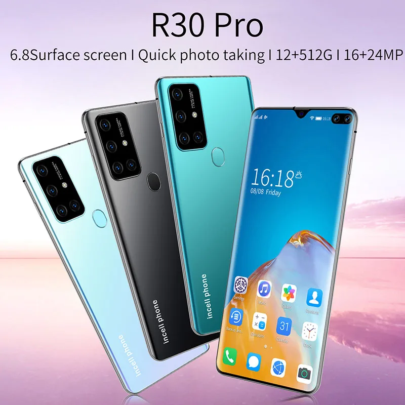 R30 Pro Smartphone 6.8 Inch 16+32MP 5000mAh Full