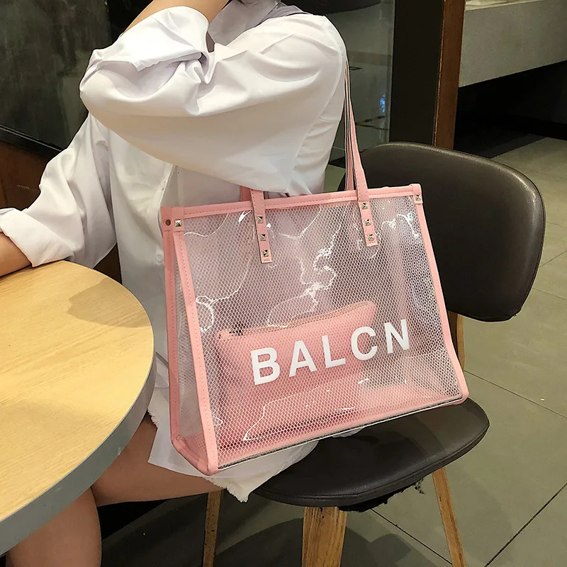 

Korean version of the big bag woman new tide summer large capacity single shoulder bag fashion lap transparent jelly special bag