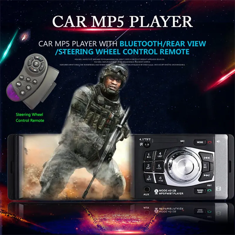 MP5 плеер Автомобильный MP5 Универсальный Автомобильный MP3 красочный свет AUX 4012 1080P Автомагнитола
