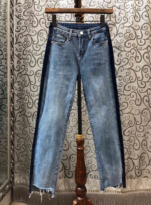 Осень и зима, новые женские джинсовые брюки, сочетающиеся по бокам, с декоративными вставками, повседневные штаны 1126