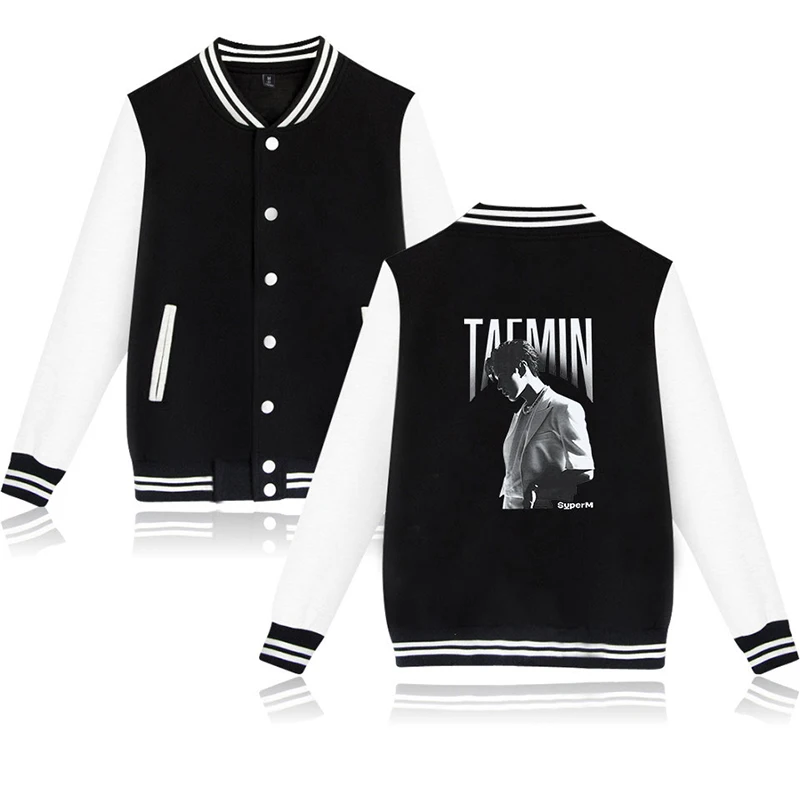 Kpop TAEMIN модная бейсбольная куртка уличная мужская женская спортивная куртка с длинным рукавом Homme TAEMIN с принтом толстовки куртки XXS-4XL
