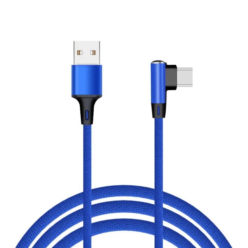 90 градусов usb type-C кабель для samsung a50 s10 s9 1 м Micro Usb кабель синхронизации данных провод для быстрой зарядки для Xiaomi Mi9 Redmi K20 - Цвет: Blue