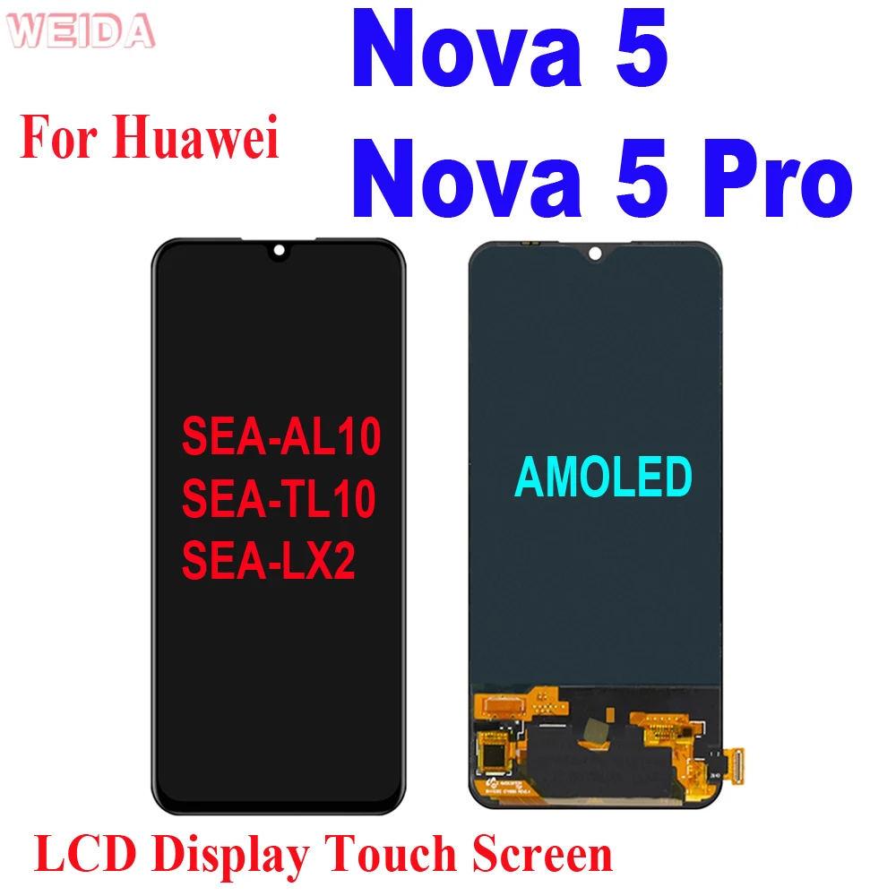 

6.39" Super AMOLED For Huawei Nova 5 LCD Display Touch Digitizer Assembly SEA-AL10 SEA-TL10 SEA-LX2 For Huawei Nova 5 Pro LCD