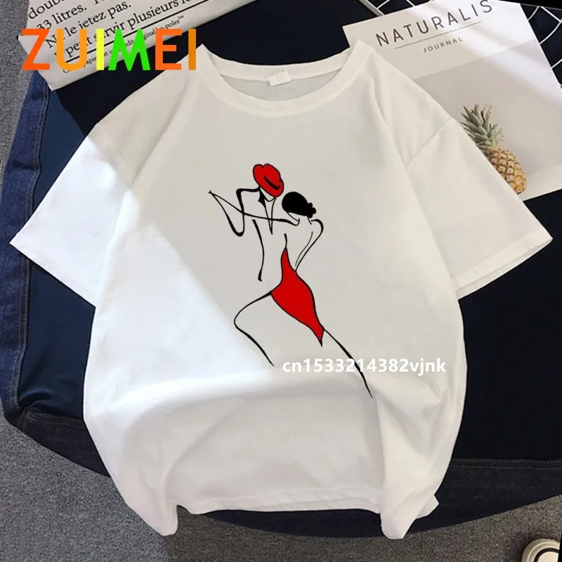 

Women's Man and woman dancing Summer Harajuk Print T-shirt 2020 Summer Fashion Short Sleeved T-shirt Girl,Drop Ship
