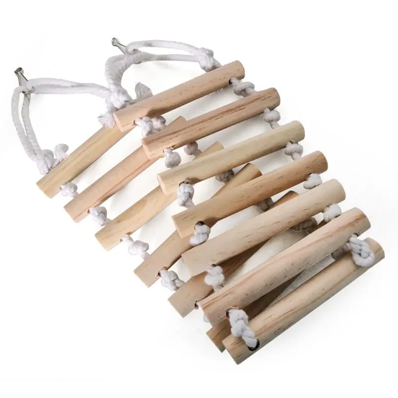 Bird Wooden Ladder Bridge Hamster Climbing Rope Ladder Easy Installation for Small to Birds