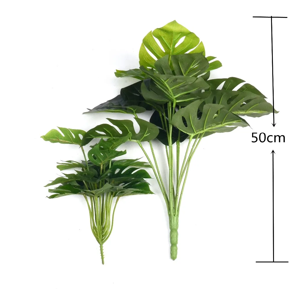 1 букет/12 листьев искусственный шелк Пальмовая монстера дерево бонсай растение для дома свадебные украшения стола поддельные зеленые аксессуары