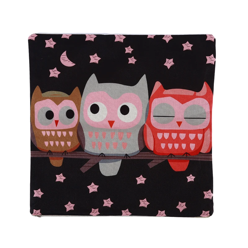 Cute Cartoon Living Room Sofa Pillow Case Creative Smile Owl Digital Print Soft Comfort Cushion Cover | Дом и сад