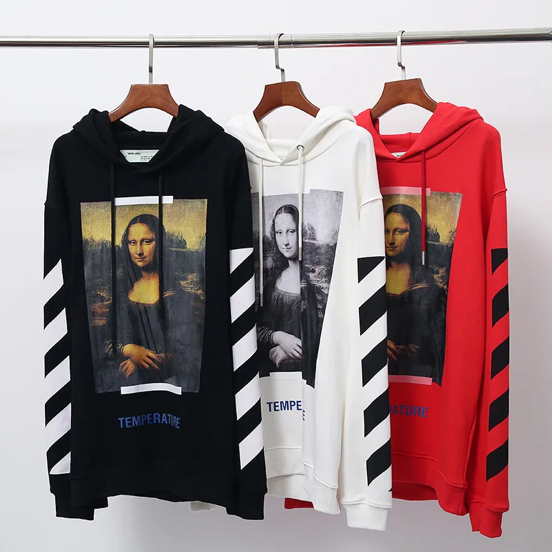 19SS OFF-WHITE OW Mona Lisa толстовка мужская пара махровое Худи супер Высококачественная Толстовка