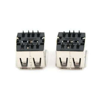 

10PCS 10.5MM Curved/Flat Mouth Dual USB 2.0 Jack Female 180 Degree USB Connector Black/White Body 8PIN DIP Charging Socket