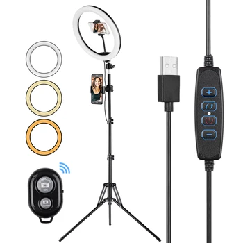 

Andoer 12 Inch LED Ring Light Ringlight+Remote Shutter Tripod USB Powered for Live Streaming Studio Shooting Make-Up Photography