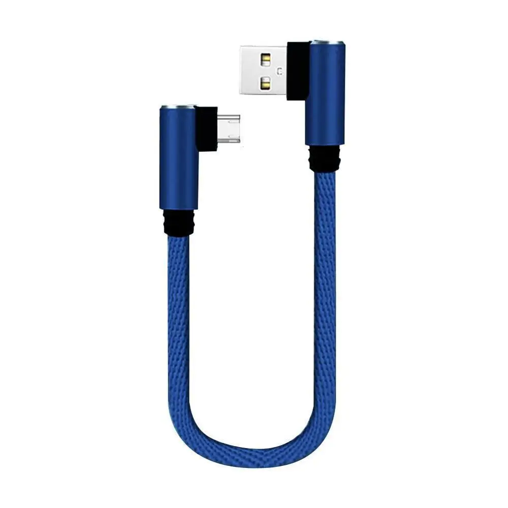 25 см короткий 90 градусов usb type C зарядный кабель USB-C телефонный кабель для зарядного устройства для samsung A3 A5 A7 huawei P20 - Цвет: Синий