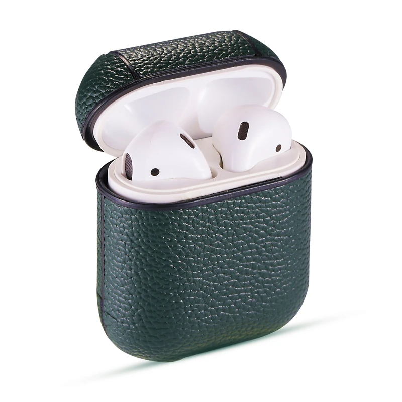 Чехол из натуральной кожи для наушников Airpods 1 2 защитный чехол беспроводных Bluetooth