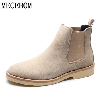 

Men's Chelsea Boots Quality Cow Leather Big Size 37-47 Men's Boots Comfortable Plush Warmth Increase High Outdoor Snow Boots