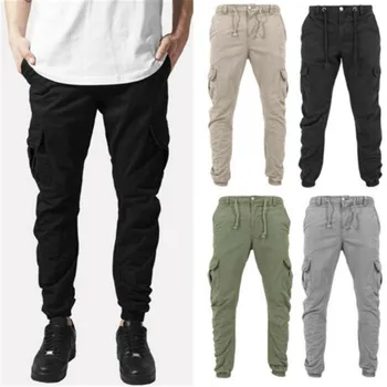 

Gothic Men Slim Cargo Pencil Pants Sweatpant Urban Pocket Straight Leg Trousers Casual Pencil Jogger Male Modis Cargo Pants