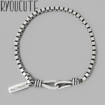 

Boho Vintage Silver Color Box Chains Bracelets for Women Lover Valentines Day Gifts
