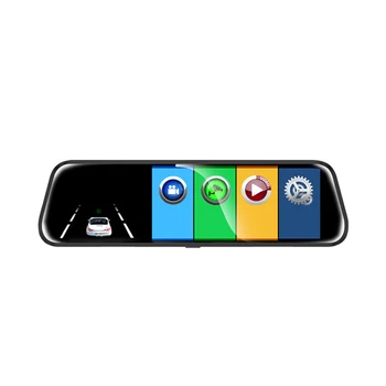 

10 inch full screen touch mirror DVR HD dual lens 1080P driving recorder streaming media sound control
