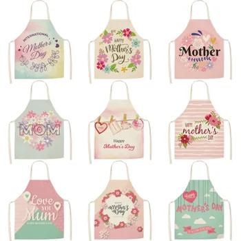

Free Shipping 1PCS High Quality Cotton Linen Mother's Day series Kitchen Apron dress for Home Cooking Baking Waist Bib Aprons