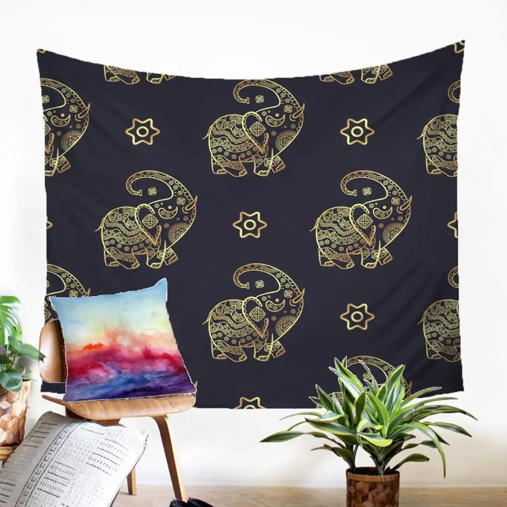 

Cartoon Throw Rug Sheen Print Wall Carpet Cute Elephant Design Tapestry High Quality Home Textiles For Living Room Dorm