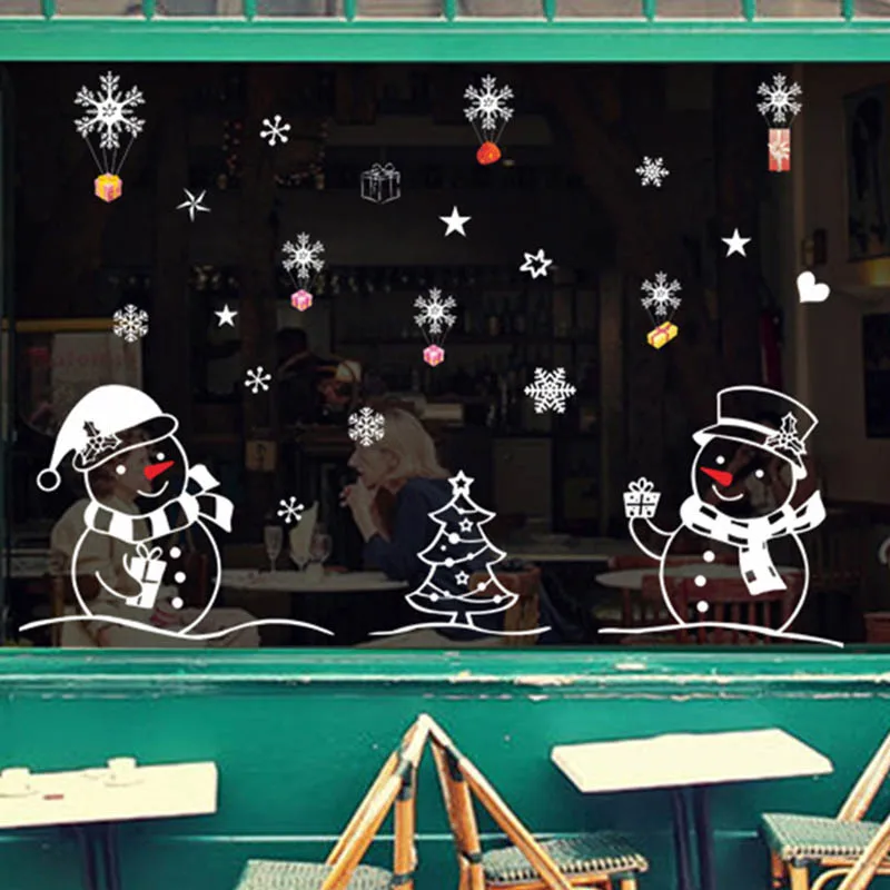 Снежинки наклейка "Снеговик" Рождество окна цепляется наклейка s Рождество декоративные стикеры на окна Рождественская вечеринка украшения стикеры s