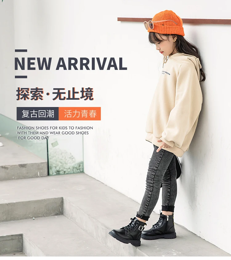 Botas para Meninos Botas de Motocicleta Crianças Martin Meninas Clássico Cross-amarrado Zíper 2022 Outono Inverno Marca Nova Moda Quente 3 botas clássicas de amarrar com zíper, moda