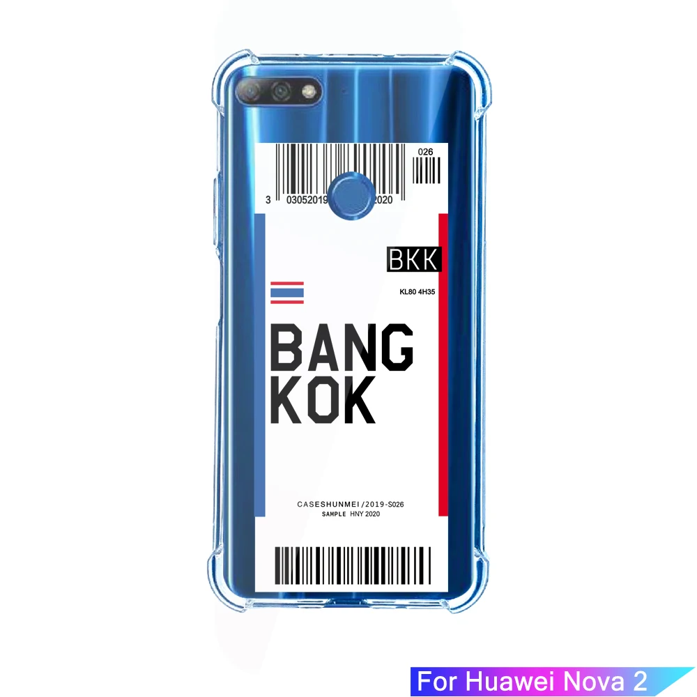 ADOTRY For Huawei Nova2Lite Nova2i Luxury Back Cover creative boarding pass Phone Case Fashion Hot city Soft TPU |