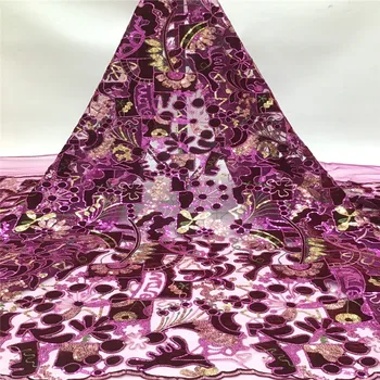 

NEW Nigerian Lace Fabrics For Wedding 2020, African French Lace Fabric High Quality 3D Lace, Velvet Lace With Sequins Purple
