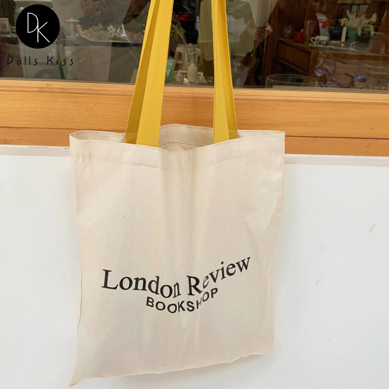 Холщовая Сумка-тоут на плечо для женщин Женский Лондонский обзор цветной саквояж