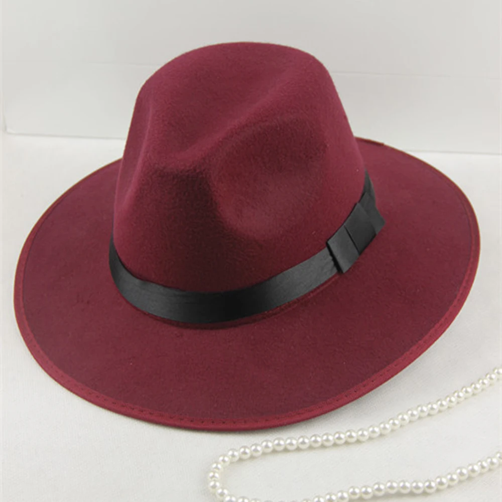 red B Новинка, модная мужская шляпа Fedoras для женщин, модная джазовая шляпа на лето и весну, шерстяная шапка, Уличная Повседневная шляпа Sombrero Mujer - Цвет: red B