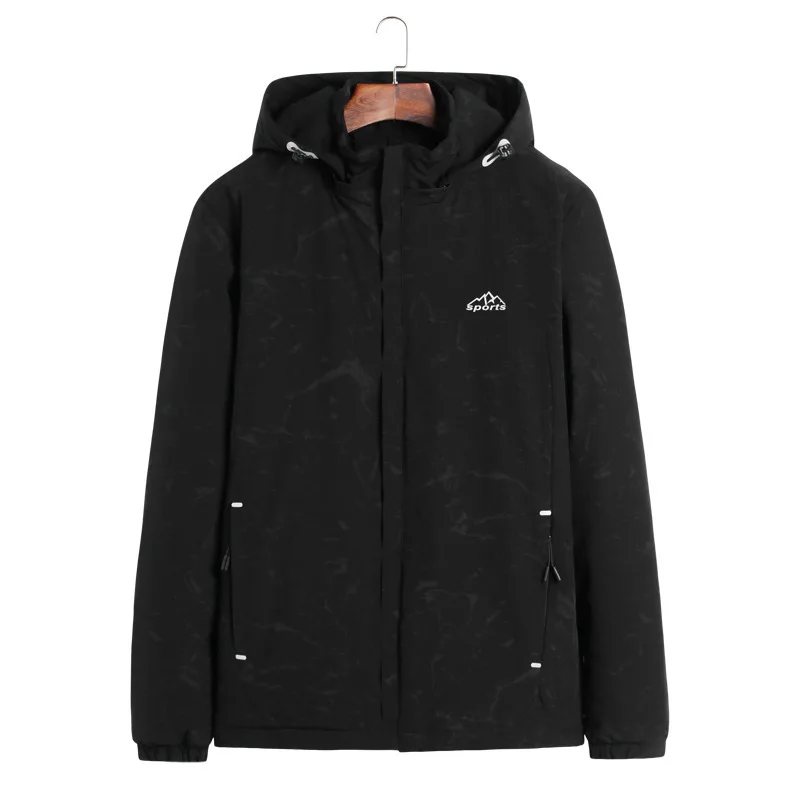

Big Size Men's Wear Jacket Outdoor Leisure Solid Color Plus Velvet Windbreaker Men Plus Fat plus Thin Cotton Fat Man Fat