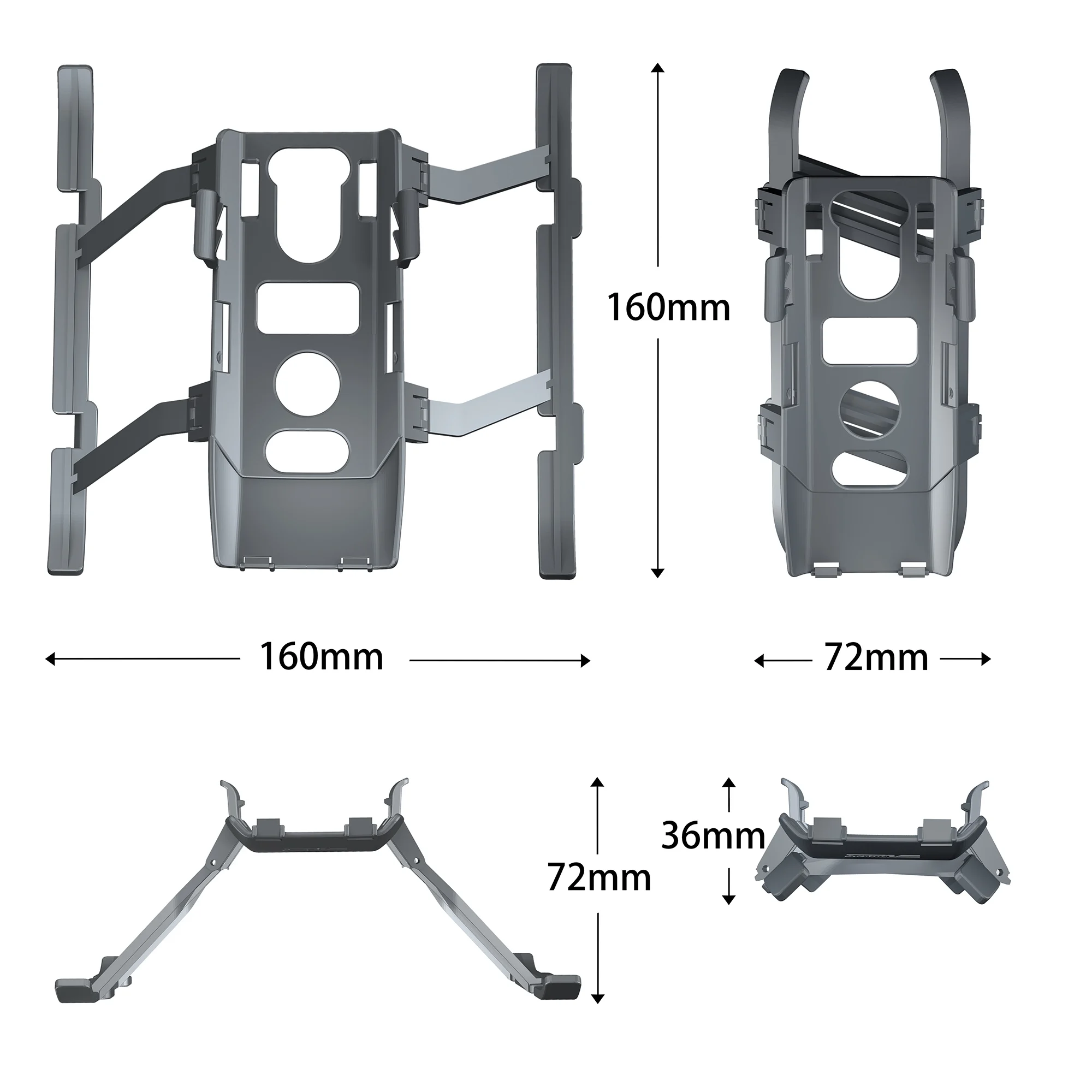 Boîtier Cache Batterie Train Atterrissage Surélevé Pour DJI FPV - En Caoutchouc, Noir, 6.7x4.4x5 Cm