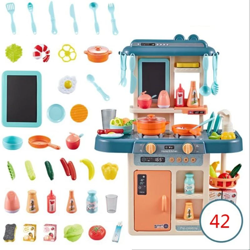  42Pcs/Set Simulation Kitchen Toy Spray Water Dinnerware Children's Toys Cooking Table Set - 4000112653288