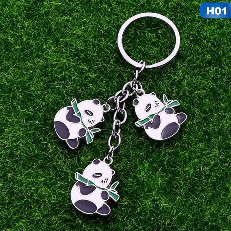 Panda Key Chain New Cute Panda Keychain For Bag Car Key Ring Tourism Souvenir Gifts Key Chains Holder Silver Trinket Jewelry