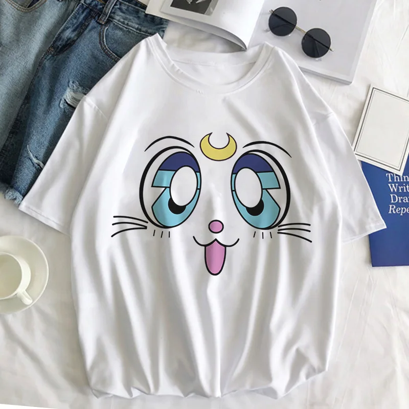 Sailor Moon Cat Футболка женская летняя Kawaii стильная одежда Harajuku футболка Ulzzang Повседневная футболка с коротким рукавом женская футболка - Цвет: 2856