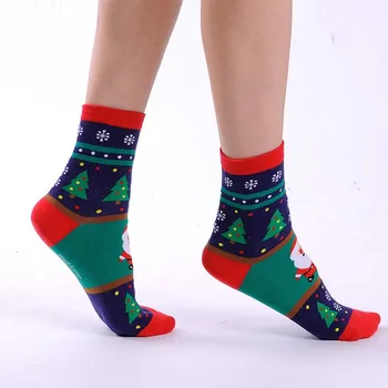 

Women Christmas Socks Cotton Cute Funny Socks Print Snowman Mid Daily Home Floor Socks sokken новогодние носки носки теплые #L
