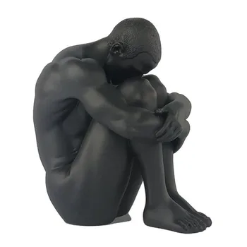 

New Cool Resin Art Naked Man Sitting Posture Holding Arms Legs Statue Birthday Gift Desktop Decoration Home Decor