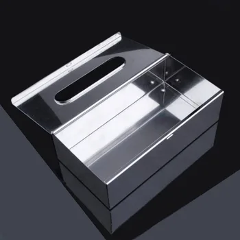 

Storage Cover Car Stainless Steel Towel Home Bedroom Hotel Office Tissue Box Napkin Holder Elegant Paper Container Square