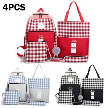 

4pcs Children Book Bag Boys Girls Outdoor School Backpack Canvas Shoulder Bag