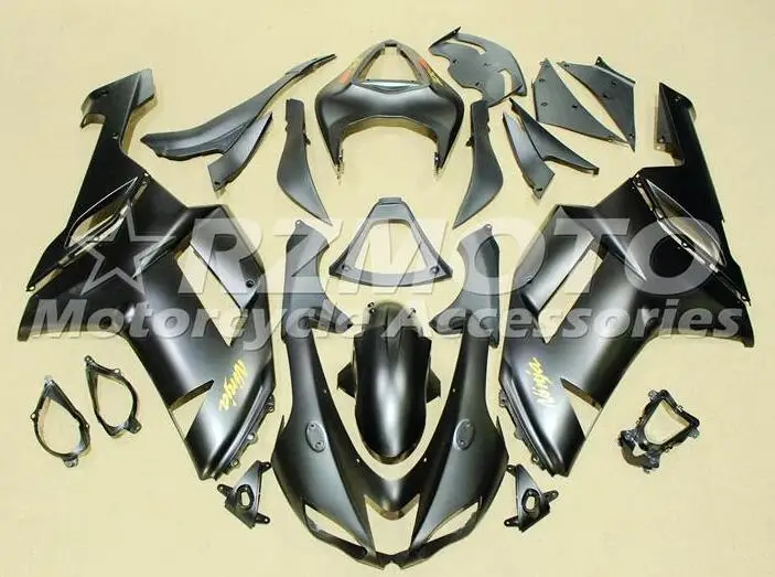 Abs Обтекатели комплект подходит для kawasaki Ninja ZX6R 636 2007 2008 07 08 6R bodyкомплект кузова на заказ черный матовый