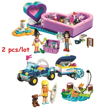 

2pcs/lot Friends Heart Box Friendship Pack Stephanie’s Building Blocks Kit Bricks Classic Girl Model Kids Toys For Children Gift