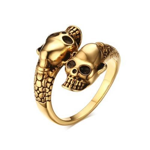 Heads Rings Men Women Gothic Punk Stainless Steel Snake Ring Open Adjustable Finger Jewlery Ring